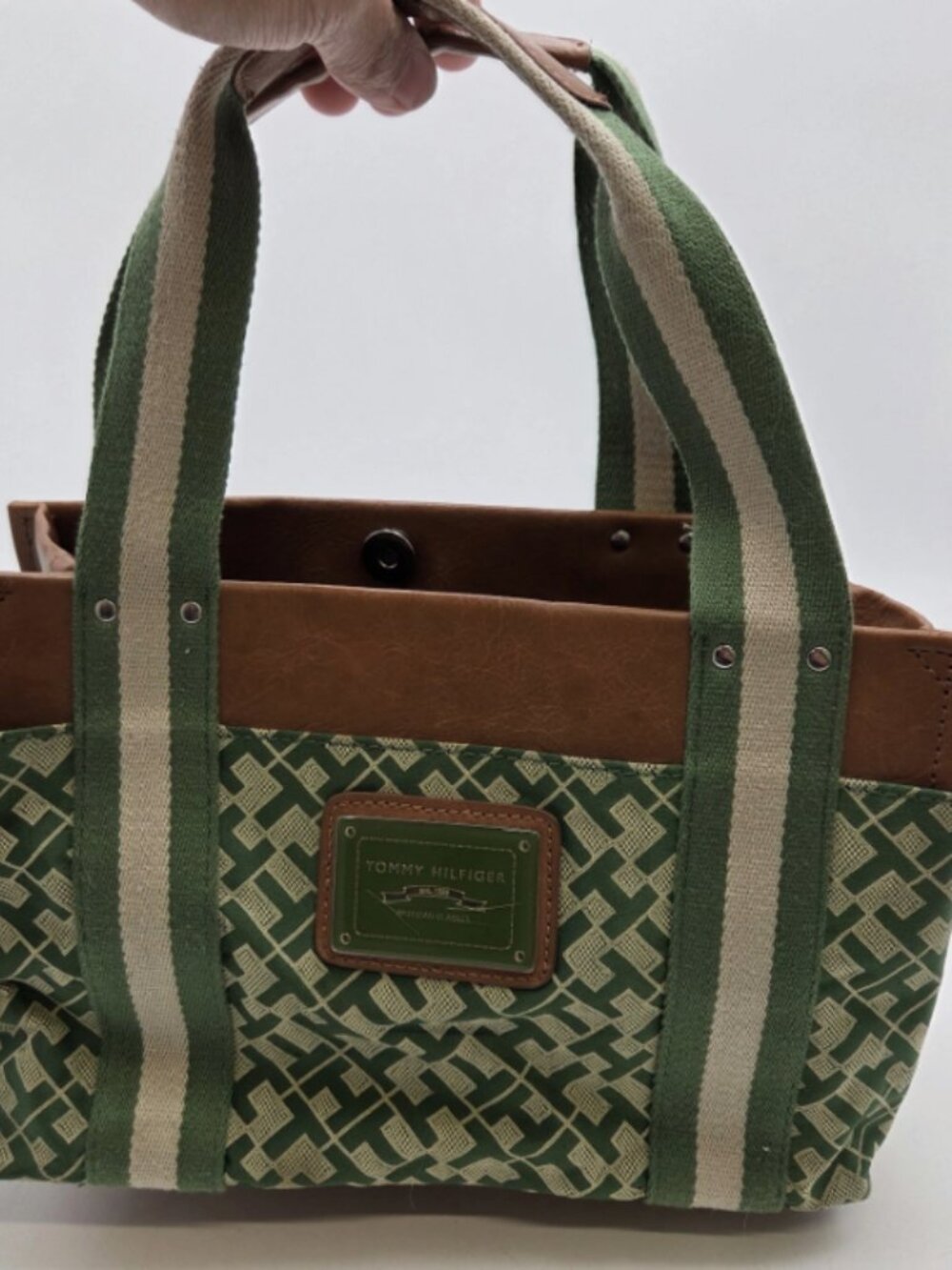 Tommy Hilfiger Tote Bag Green and Tan